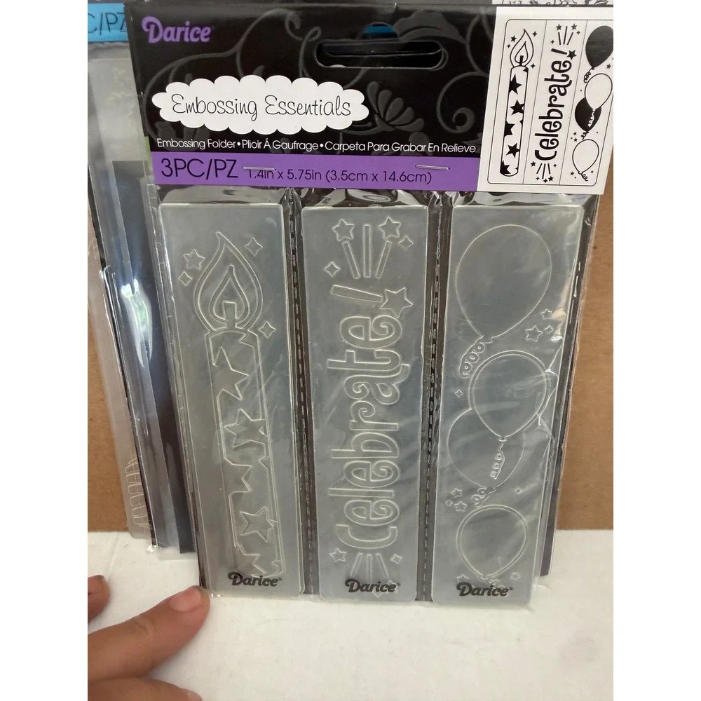 Darice Embossing Essentials Folders Lot Snowflakes Butterflies Birthday 12pc